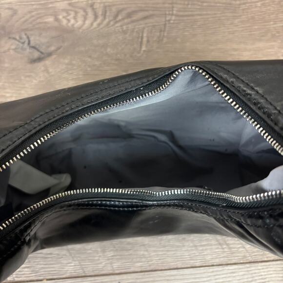 ZARA Shoulder Bag Hobo Black Faux Leather Slouchy Large Tote Purse Zip Closure - Picture 10 of 16